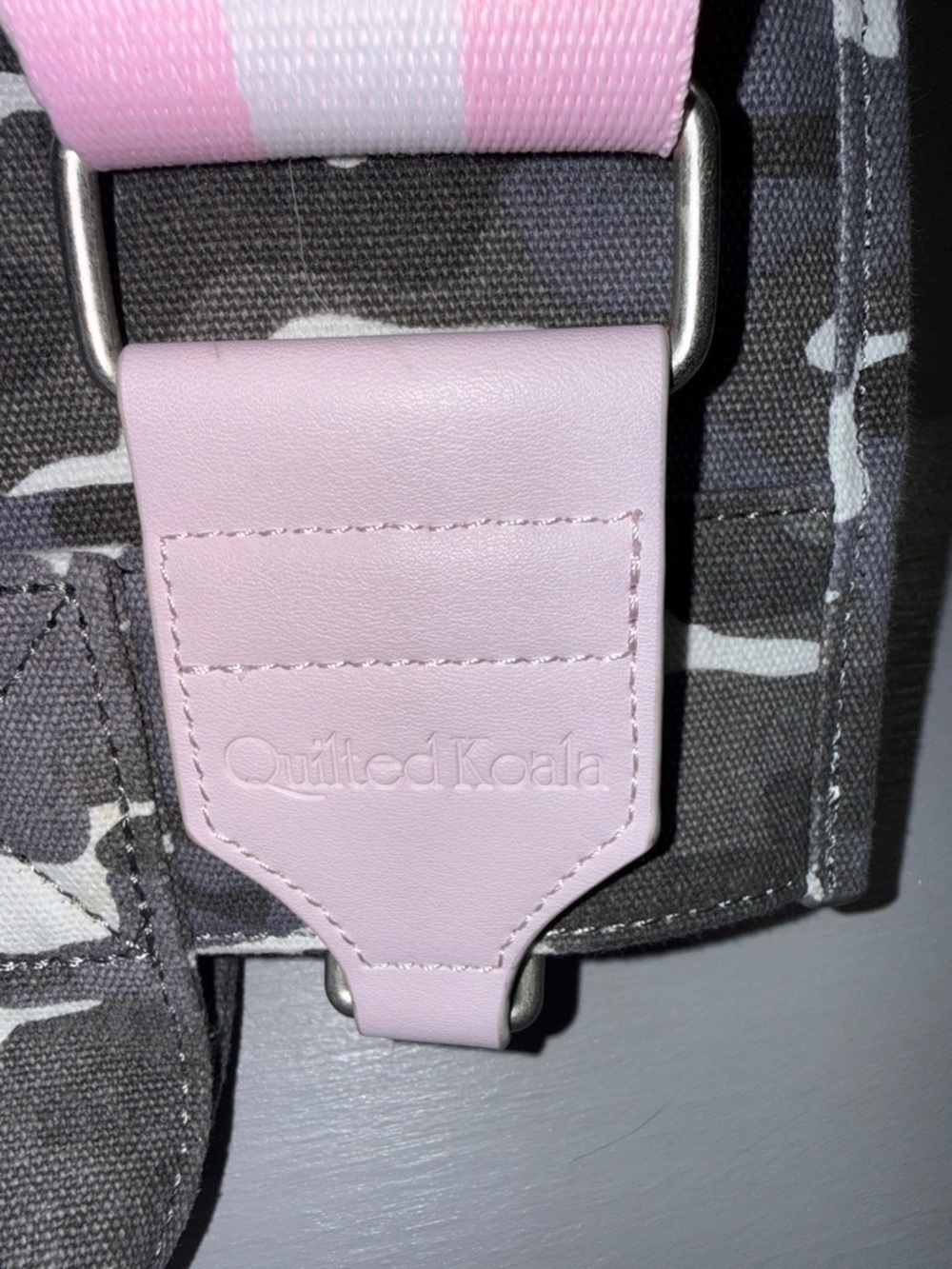 Quilted Koala Gray Camo Tote-Crossbody with Glitter Heart, and Pink Crossbody - Picture 4 of 14
